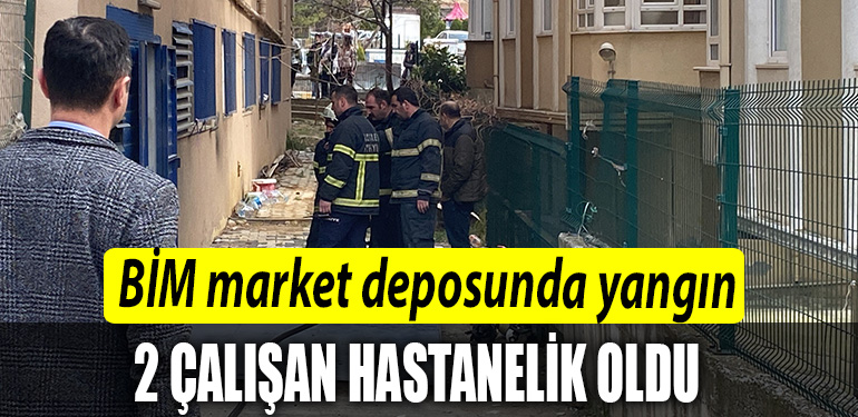 Kocaeli de BIM market deposunda yangin 2 calisan hastanelik oldu